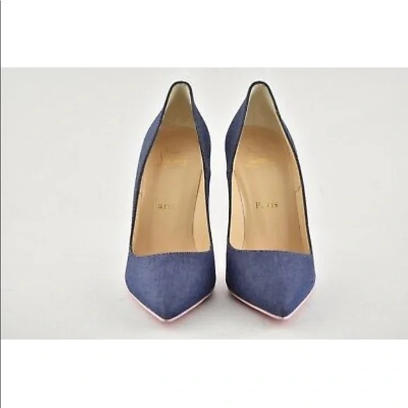 Christian Louboutin So Kate 120 Blue Denim Pink - Picture 3 of 16
